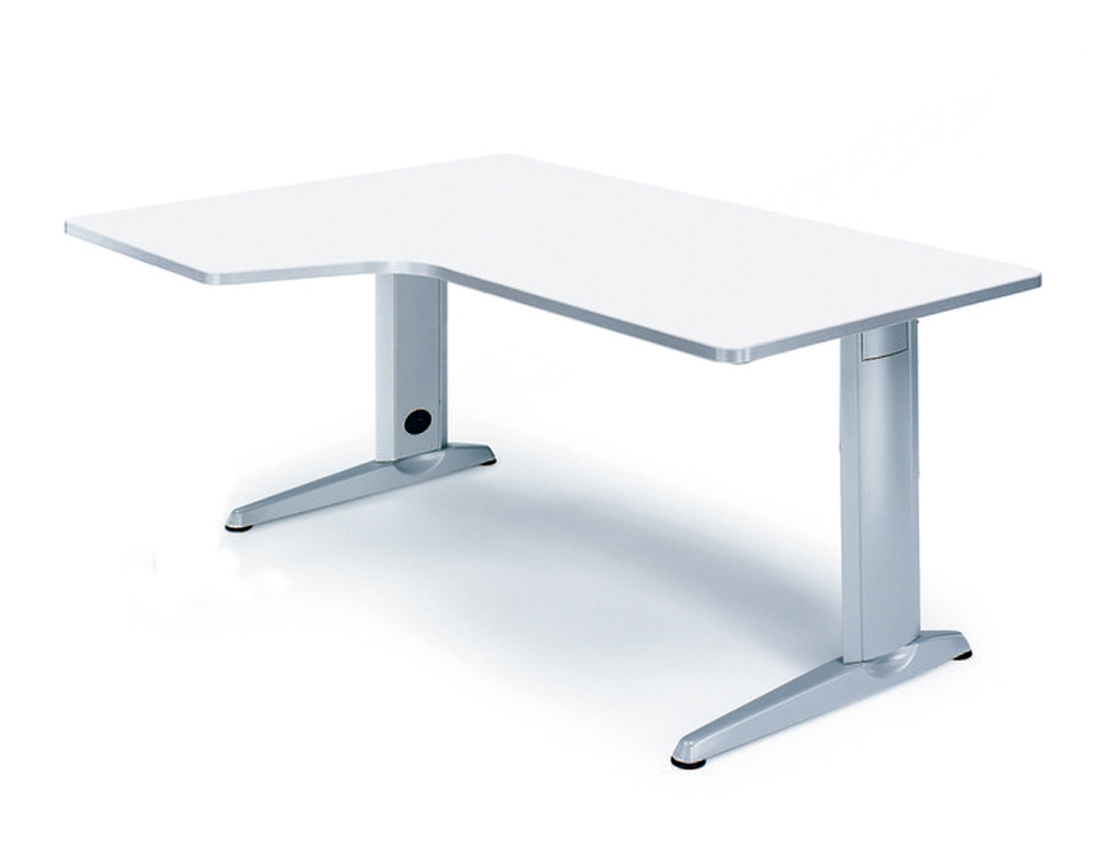 Mesa rocada serie metal 180x120 cm izquierda acabado ac04 blanco