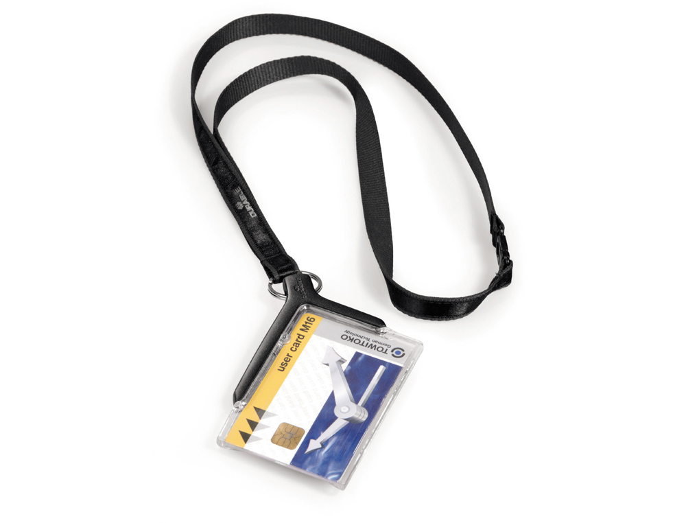 Identificador con cordon plano durable acrilico diagonal 54x85mm