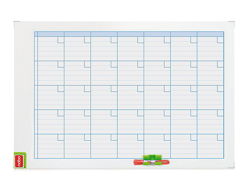 Planning magnetico nobo mensual rotulable marco metalico 90x60 cm