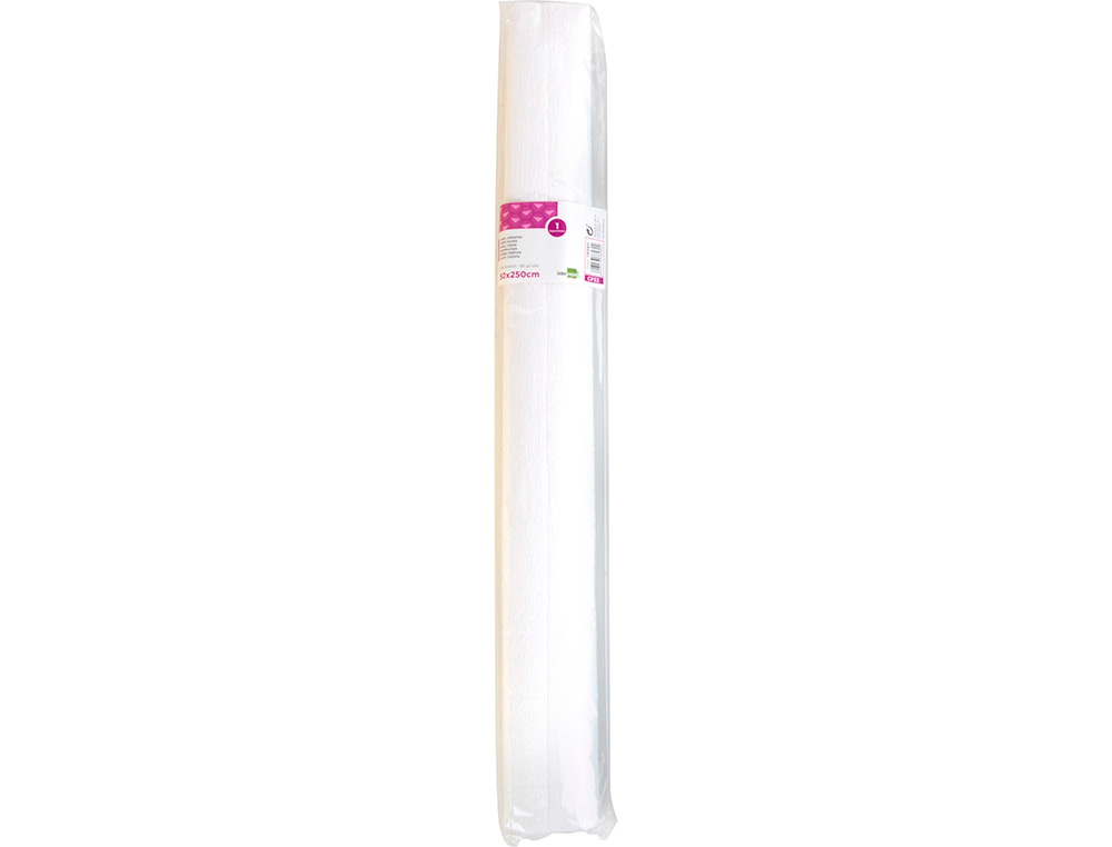 Papel crespon liderpapel rollo de 50 cm x 2,5 m 85g/m2 blanco