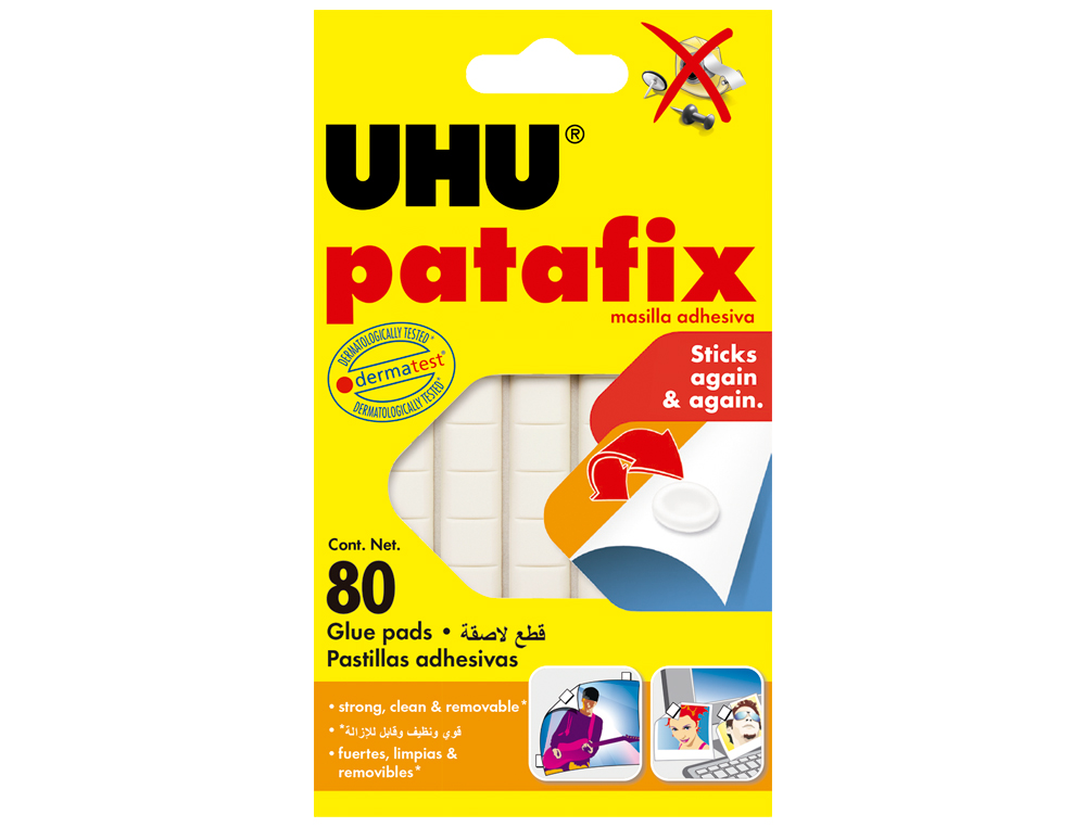 SUJETACOSA UHU PATAFIX BLISTER DE 80 UNIDADES