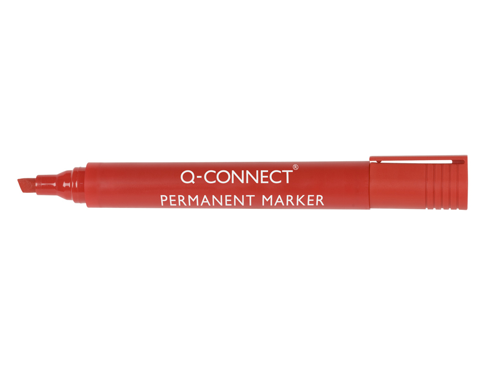 Rotulador q-connect marcador permanente rojo punta biselada 5.0 mm