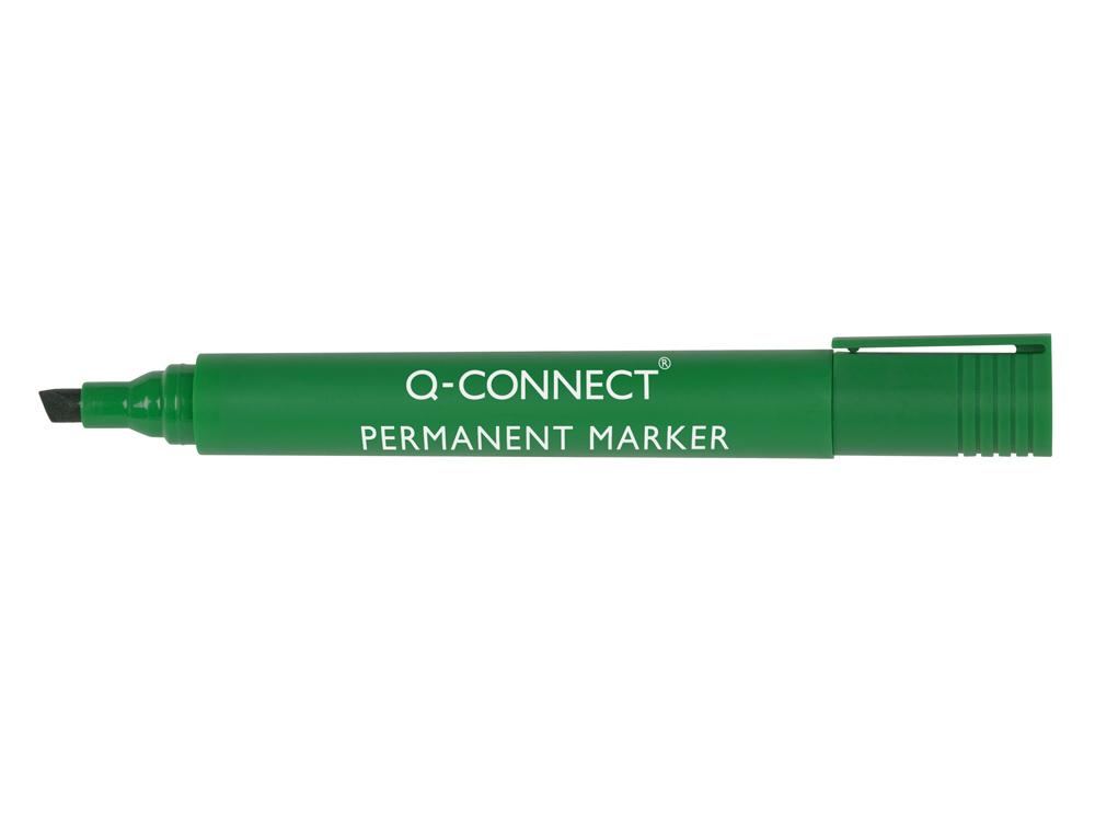 Rotulador q-connect marcador permanente verde punta biselada 5.0 mm