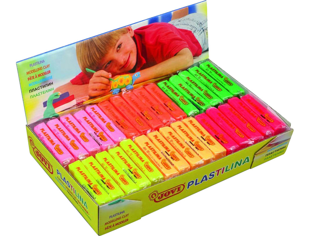 Plastilina jovi 70f tamaño pequeño caja de 30 unidades colores fluorescentes surtidos