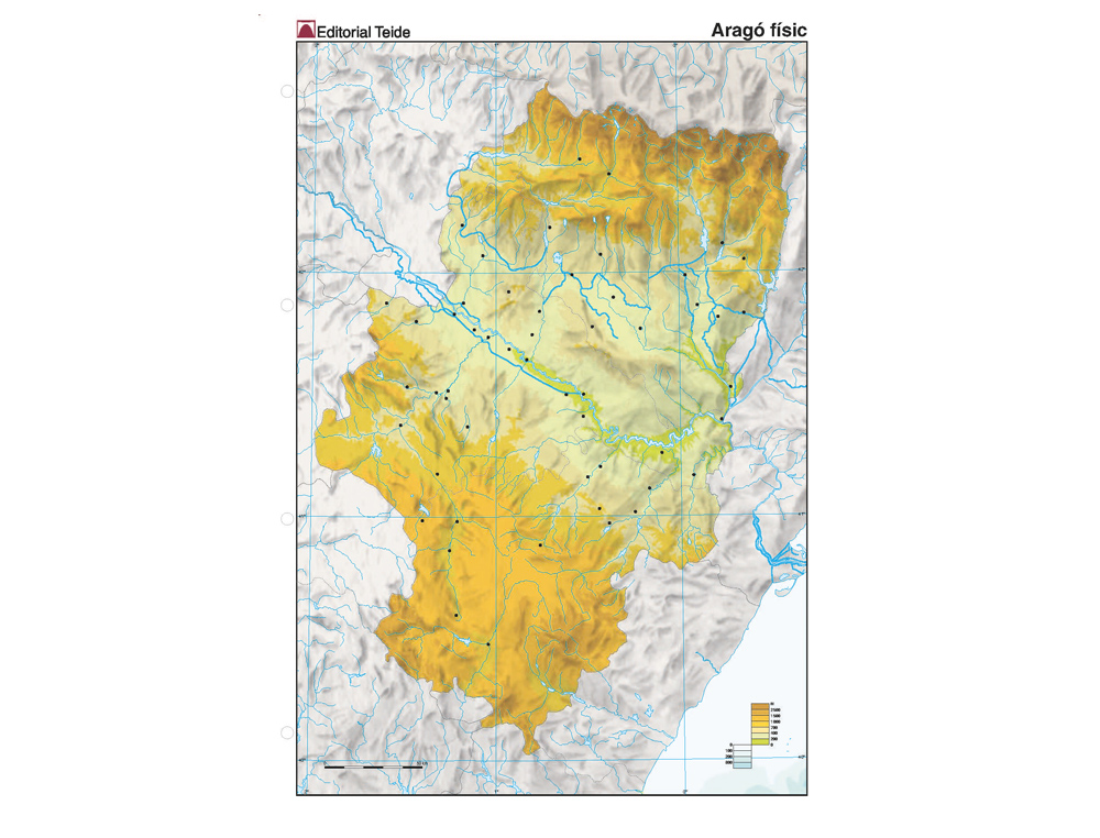 Mapa mudo color din a4 aragon fisico