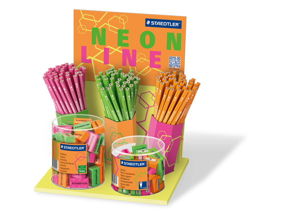 Lapices de grafito staedtler wopex neon ecologico expositor de 120 unidades