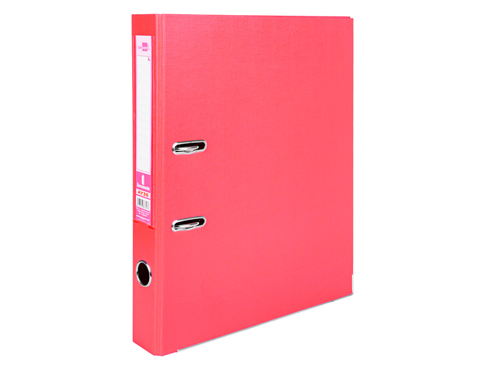 Archivador de palanca liderpapel folio documenta forrado pvc con rado lomo 52 mm rojo compresor metalico