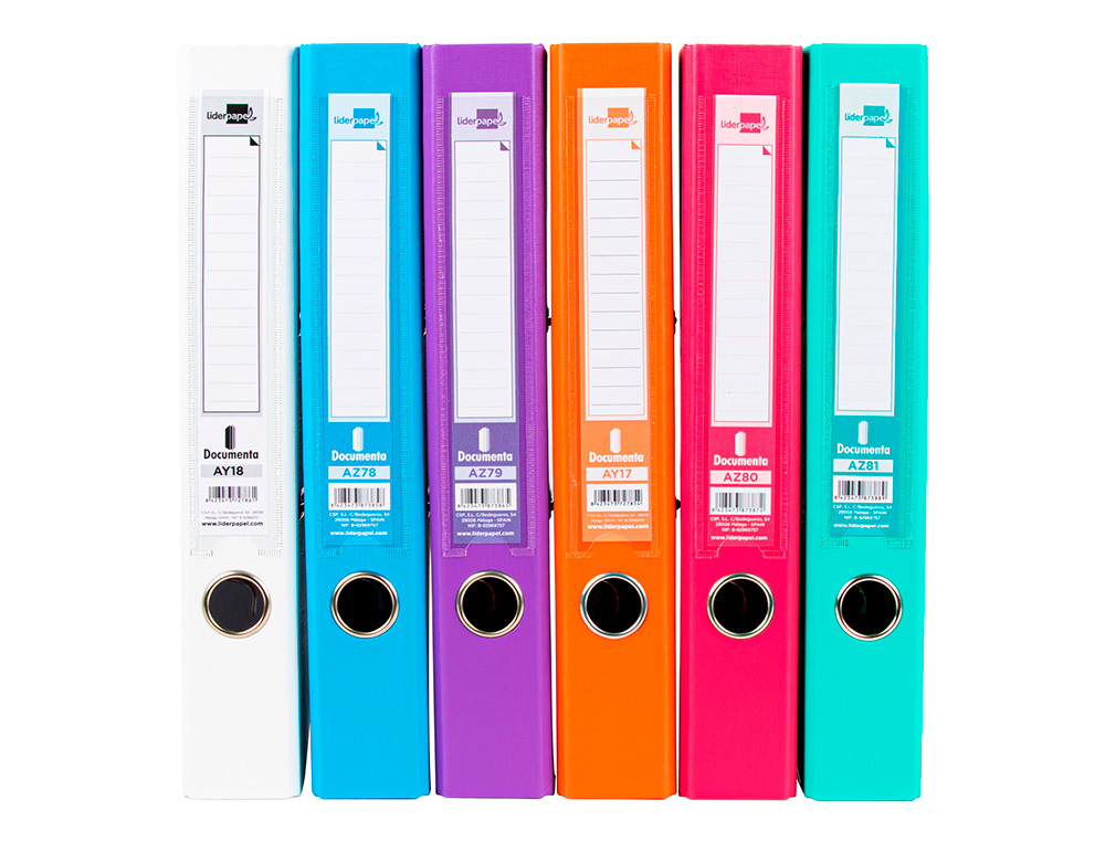 ARCHIVADOR DE PALANCA LIDERPAPEL A4 DOCUMENTA FORRADO PVC CON RADO LOMO 52 MM COLORES SURTIDOS TRENDING