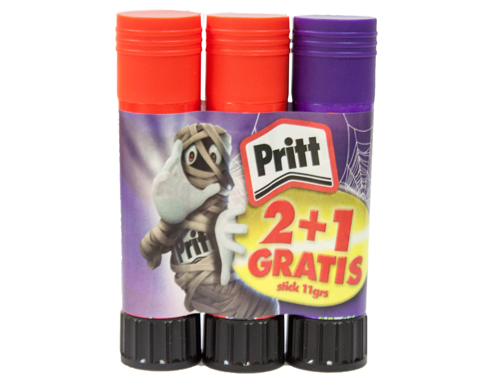 Pegamento pritt en barra 11 gr monsters pack promocional 2+1 sin cargo