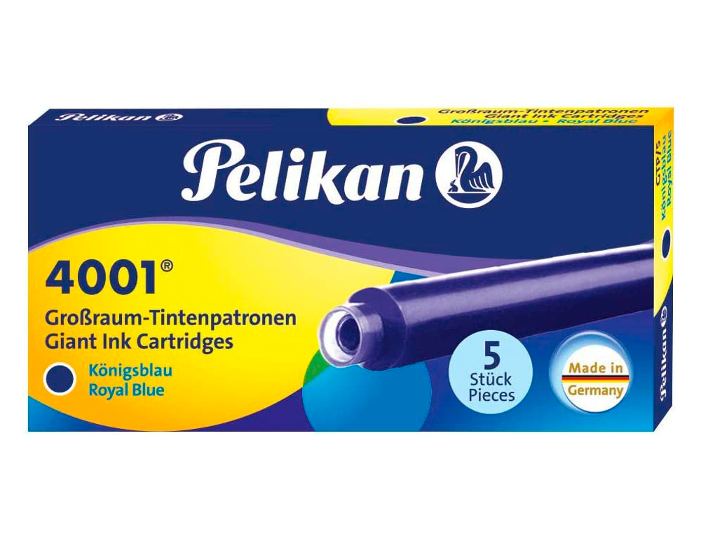 Tinta estilografica pelikan gtp/5 azul real caja de 5 cartuchos