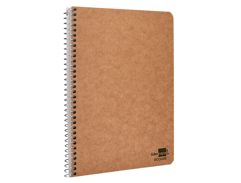 CUADERNO ESPIRAL LIDERPAPEL CUARTO ECOUSE TAPA CARTULINA KRAFT 80H PAPEL RECICLADO 80 GRCUADRO 4MM