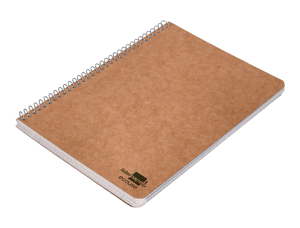 CUADERNO ESPIRAL LIDERPAPEL CUARTO ECOUSE TAPA CARTULINA KRAFT 80H PAPEL RECICLADO 80 GRCUADRO 4MM
