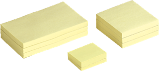 Notas adhesivas reposicionables de color amarillo. Bloc de 100 h.