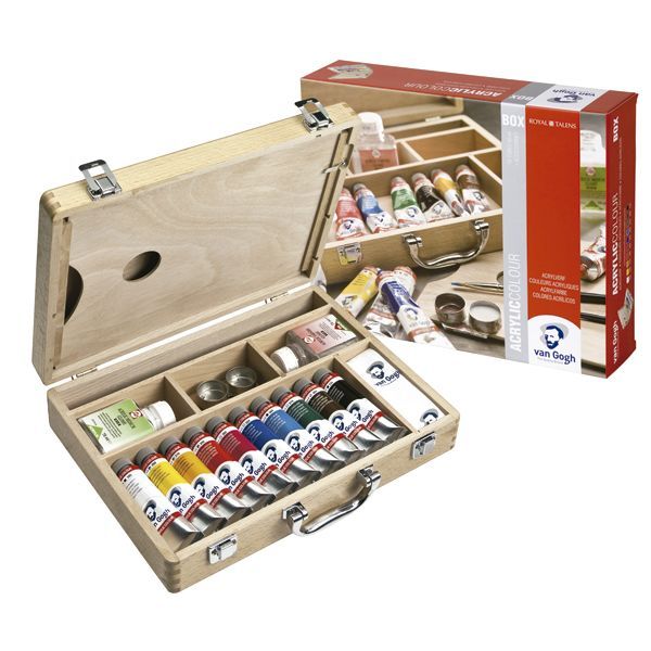 CAJA MADERA ACRILICO VAN GOGH 10 TUBOS
