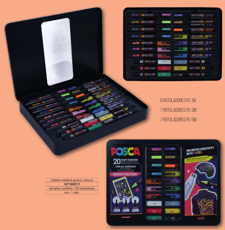 MALETA POSCA THE GROOVY COLOURS 20UD.