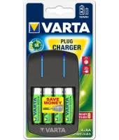 CARGADOR DE PILAS VARTA PLUG AA, AAA + 4 PILAS AA GRATIS 2100 MA