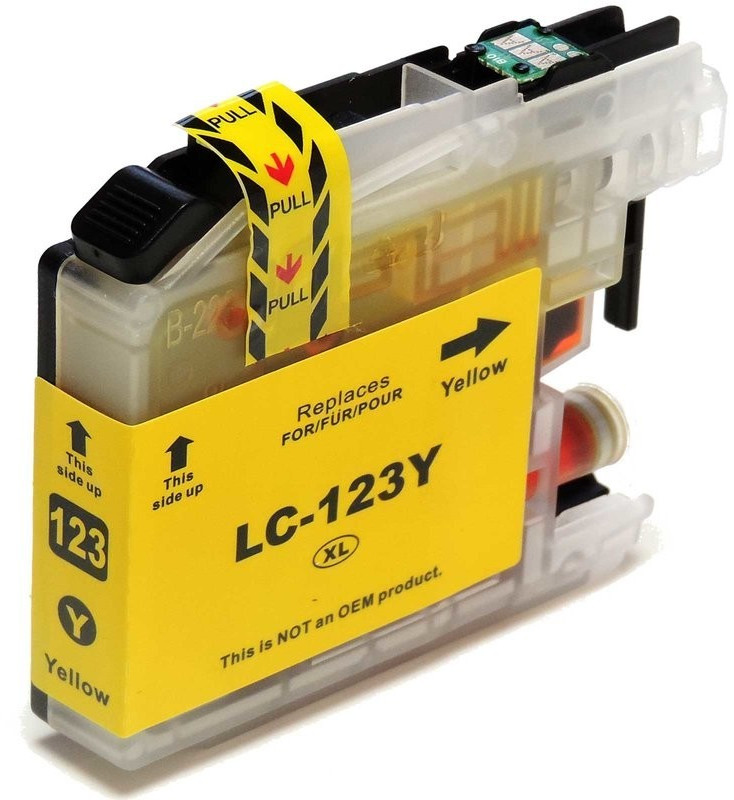 Cartucho alternativo Brother LC123 Yellow * Brother DCP-J132W  DCP-J152W  DCP-J172W  DCP-J4110DW  DCP-J552DW  DCP-J752DW  MFC-J245  MFC-J4410DW  MFC-J4510DW  MFC-J4610DW  MFC-J470DW  MFC-J4710DW  MFC-