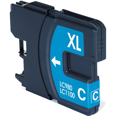 Cartucho alternativo Brother LC1100/LC980 Cyan * DCP-J315W  MFC-J415W  DCP-J125  MFC-J265W  DCP-J515W  MFC-J220  MFC-J410  DCP-J140W  DCP-185C  DCP-380 Series  DCP-383C  DCP-385C  DCP-387C  DCP-395CN 