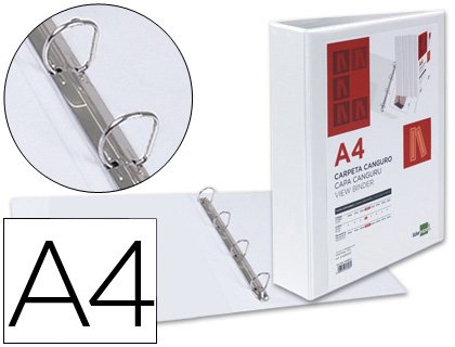 CARPETA CANGURO 4 ANILLAS 50MM DINA4 PVC BLANCA ESSELTE