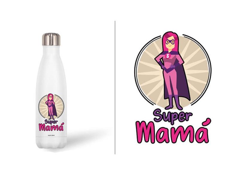 BOTELLA ACERO INOXIDABLE 500ML SUPER MAMA