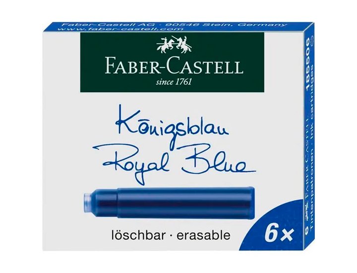 TINTA FABER CASTELL CAJA 6 CARTUCHOS AZUL REAL