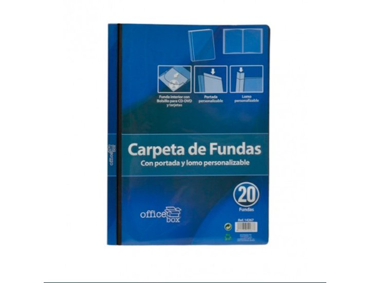 CARPETA FUNDAS DINA4 20 FUNDAS ENCUADERNADO OFFICE BOX PERSONALIZABLE PORTADA Y LOMO NEGRA