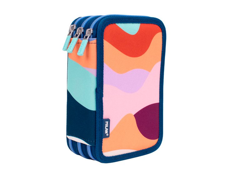 PLUMIER CREMALLERA TRIPLE CON CONTENIDO MILAN THE FUN