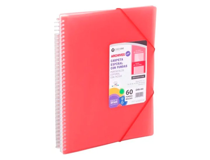 CARPETA FUNDAS DINA4 20 FUNDAS ESPIRAL CARCHIDEA CANGURO ROJO