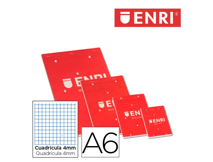 BLOC NOTAS CON TAPA DINA6 CUADRICULA 4X4 MM ENRI