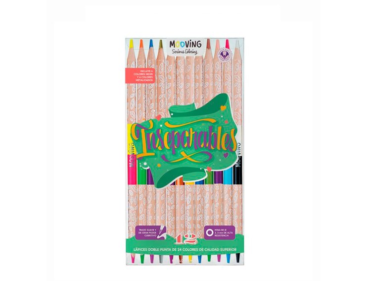 LAPIZ COLORES MOOVING PACK 12 Unidades BICOLOR DOBLE PUNTA