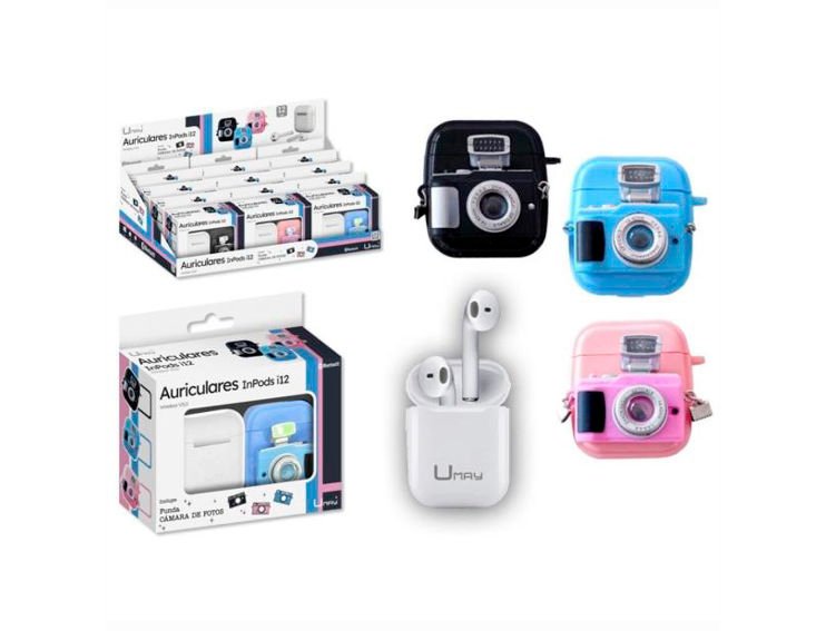 AURICULAR INALAMBRICOS UMAY BLUETOOTH CON FUNDA CAMARA FOTOS COLORES SURTIDO