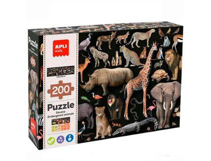 JUEGO EDUCATIVO APLI PUZZLE 200 PIEZAS ANIMALES AMENAZADOS SAVANA