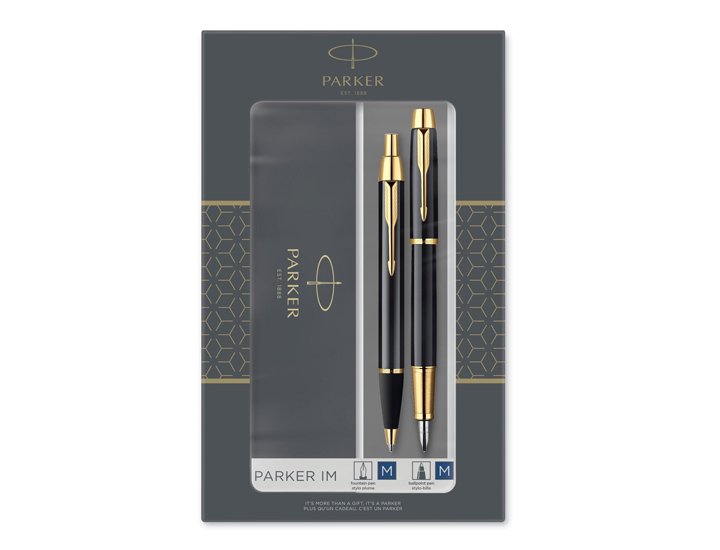 BOLIGRAFO PARKER IM ACERO GT + PLUMA NEGRO Y DORADO