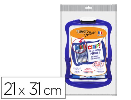 PIZARRA BLANCA CLIPP DOBLE CARA 021X031 VELLEDA+ 8 ROTULADORES COLORES