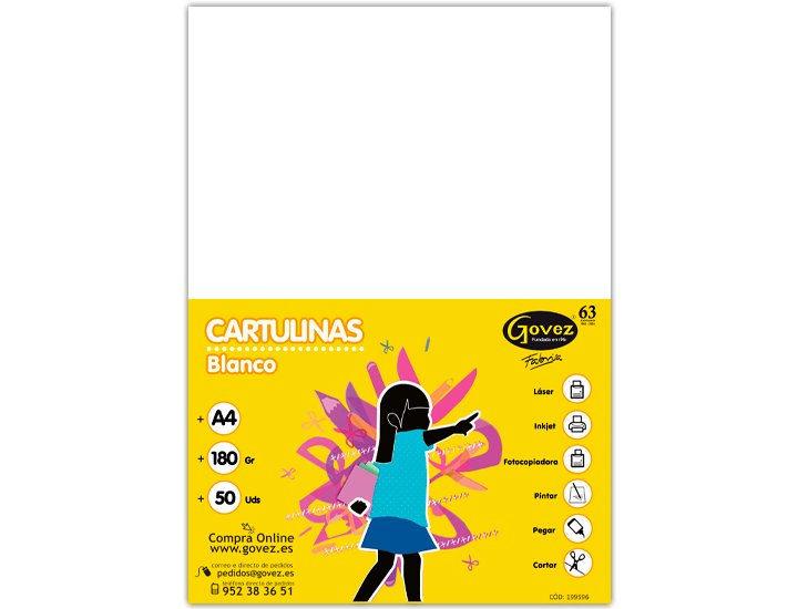 TAPA CARTULINA IRIS DINA4 180 Gramos BLANCA Pack 50 Unidades Govez