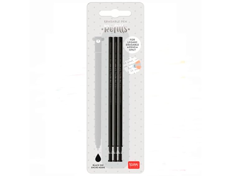 RECAMBIO BOLIGRAFO BORRABLE Pack 3Uds NEGRO