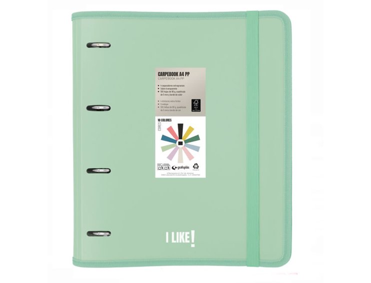 CARPEBOOK 4 ANILLAS 35MM DINA4 PP LIKE GRAFOPLAS VERDE CLARO