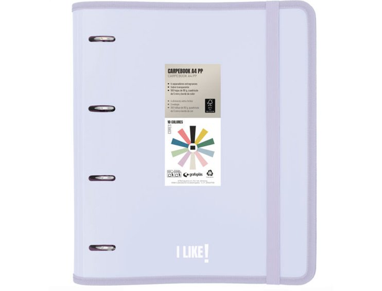 CARPEBOOK 4 ANILLAS 35MM DINA4 PP LIKE GRAFOPLAS LAVANDA