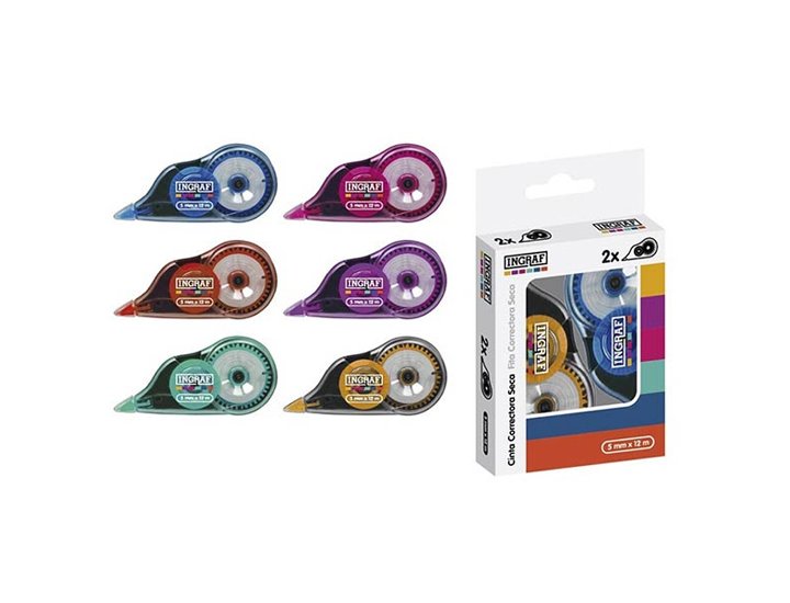 CORRECTOR CINTA 5MMX12 Metros INGRAF MEDITERRANEO PACK DE 2 Unidades