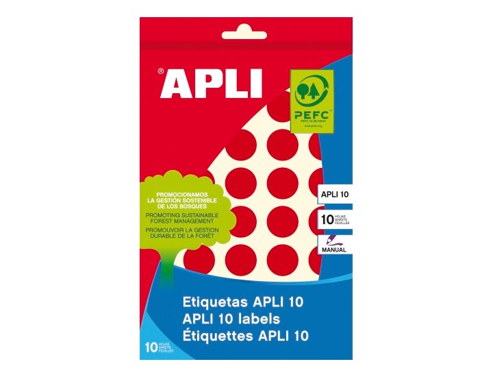 ETIQUETAS SOBRE 8 Hojas 0 19MM ROJA