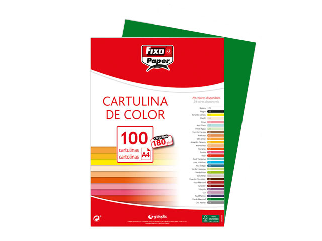 CARTULINA A4 UNICOLOR PAQUETE 100U.